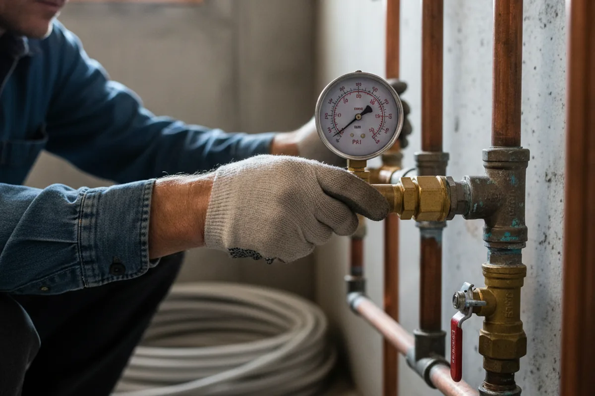 Pressure testing a repaired line during Water Line Repair in Coaldale